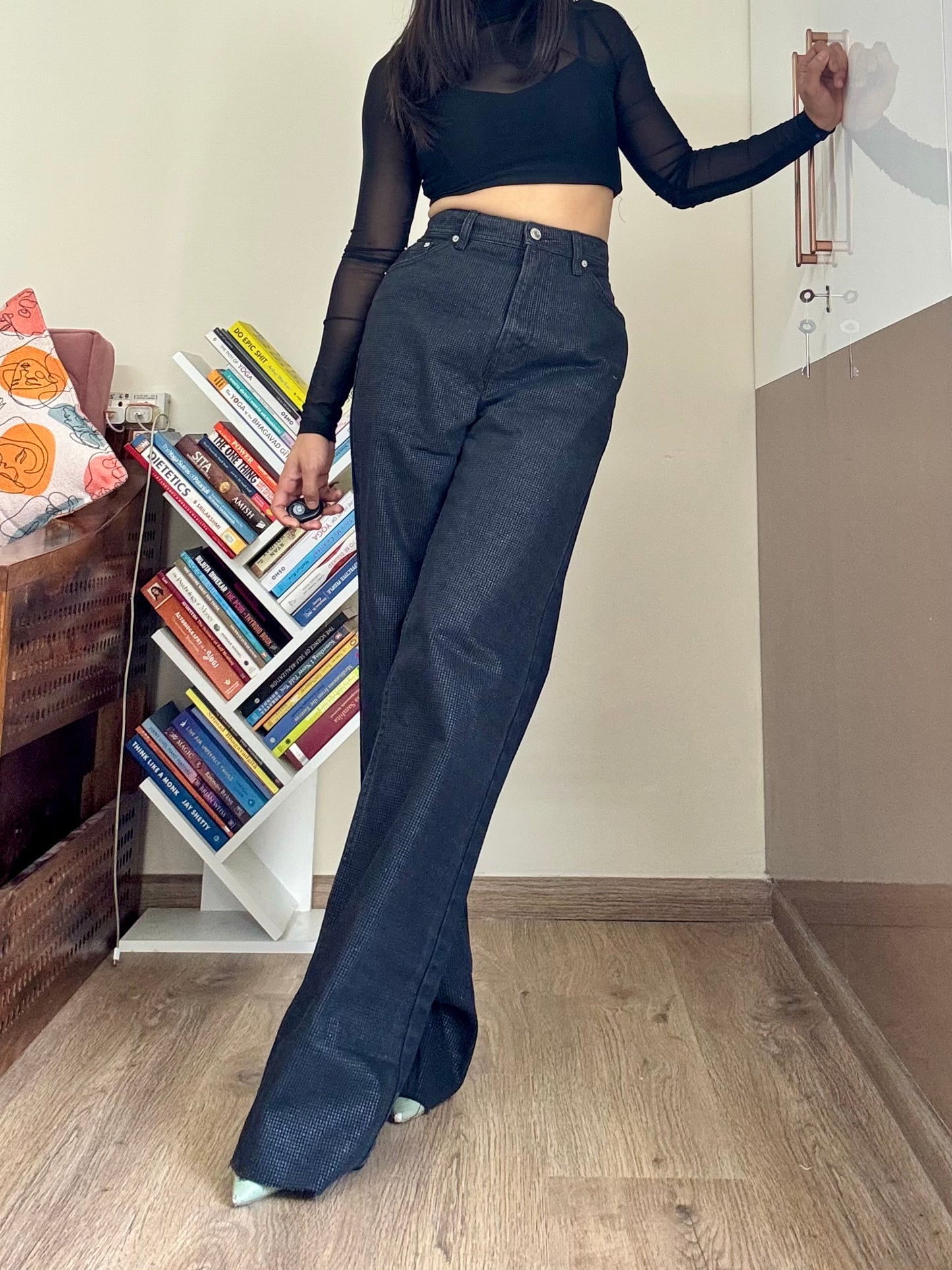 Black Rhinestone Denim