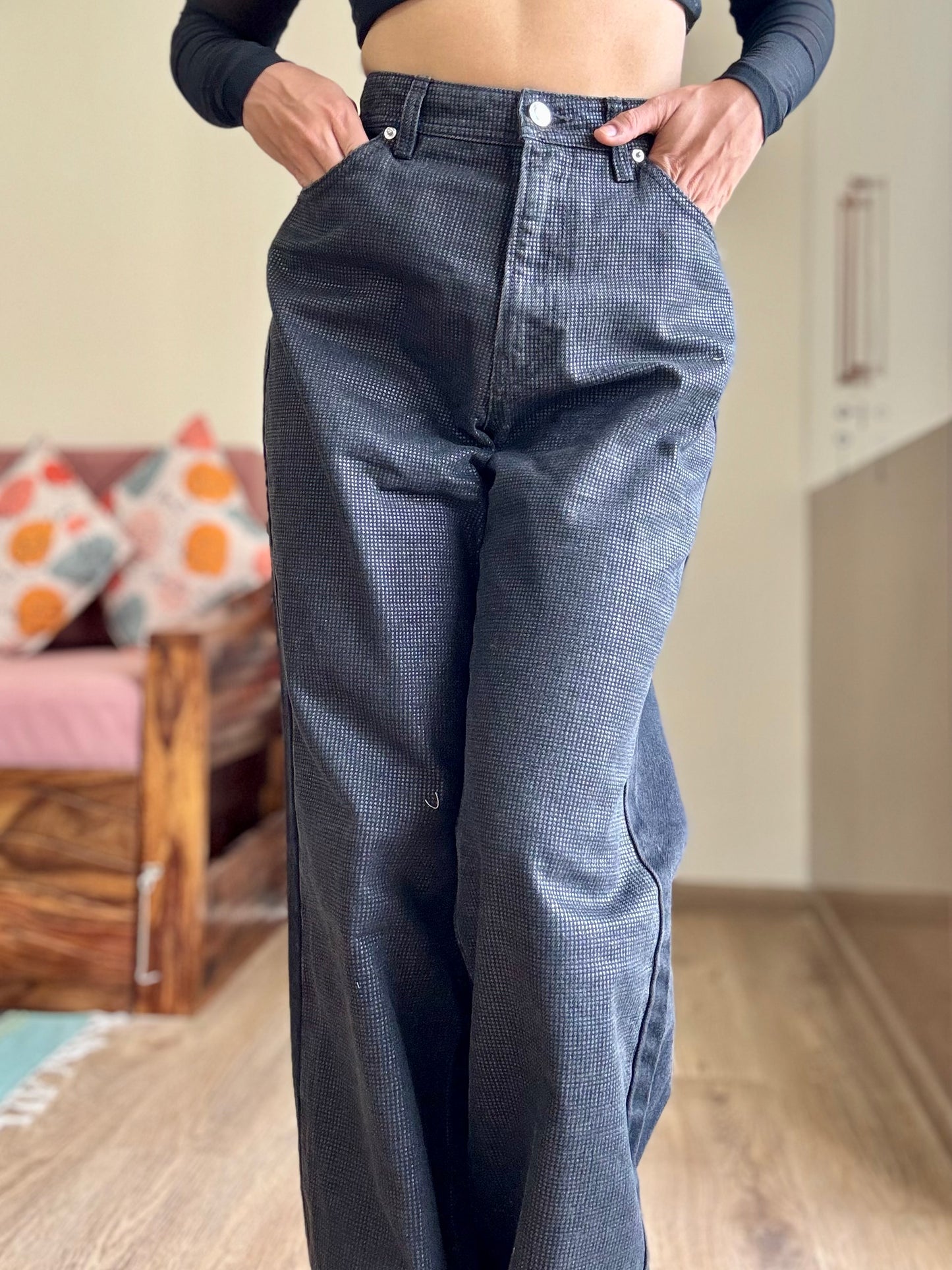 Black Rhinestone Denim