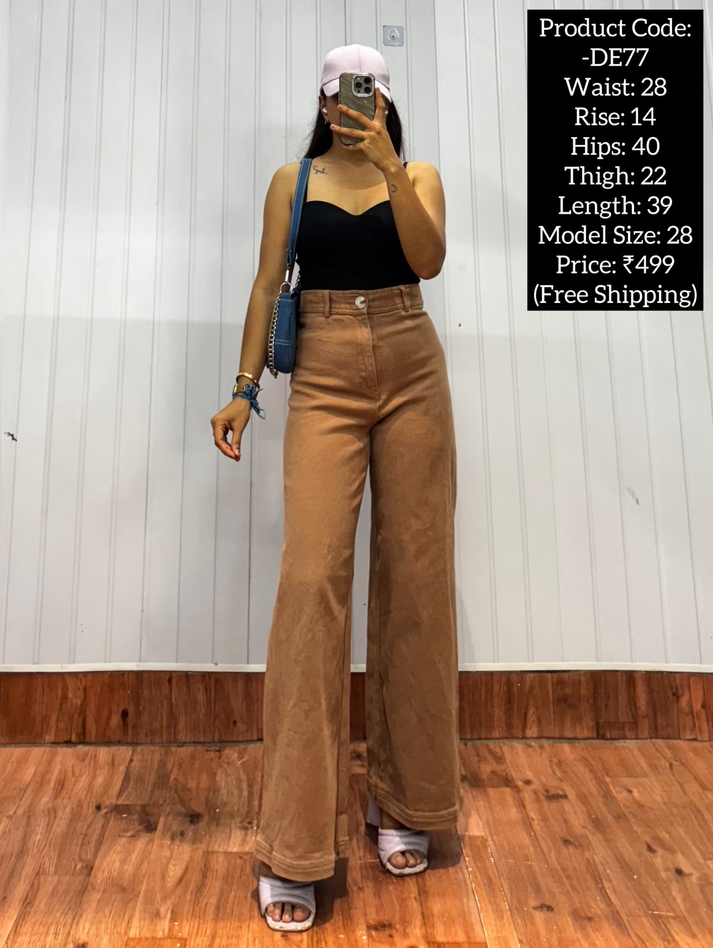 DE77-28 Brown Wideleg Jeans