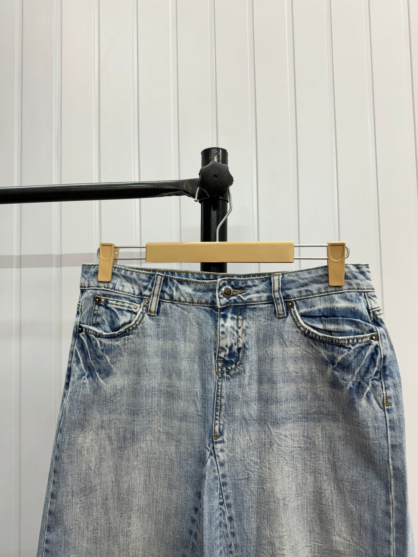 S16-30 Fishcut Denim Long Skirt