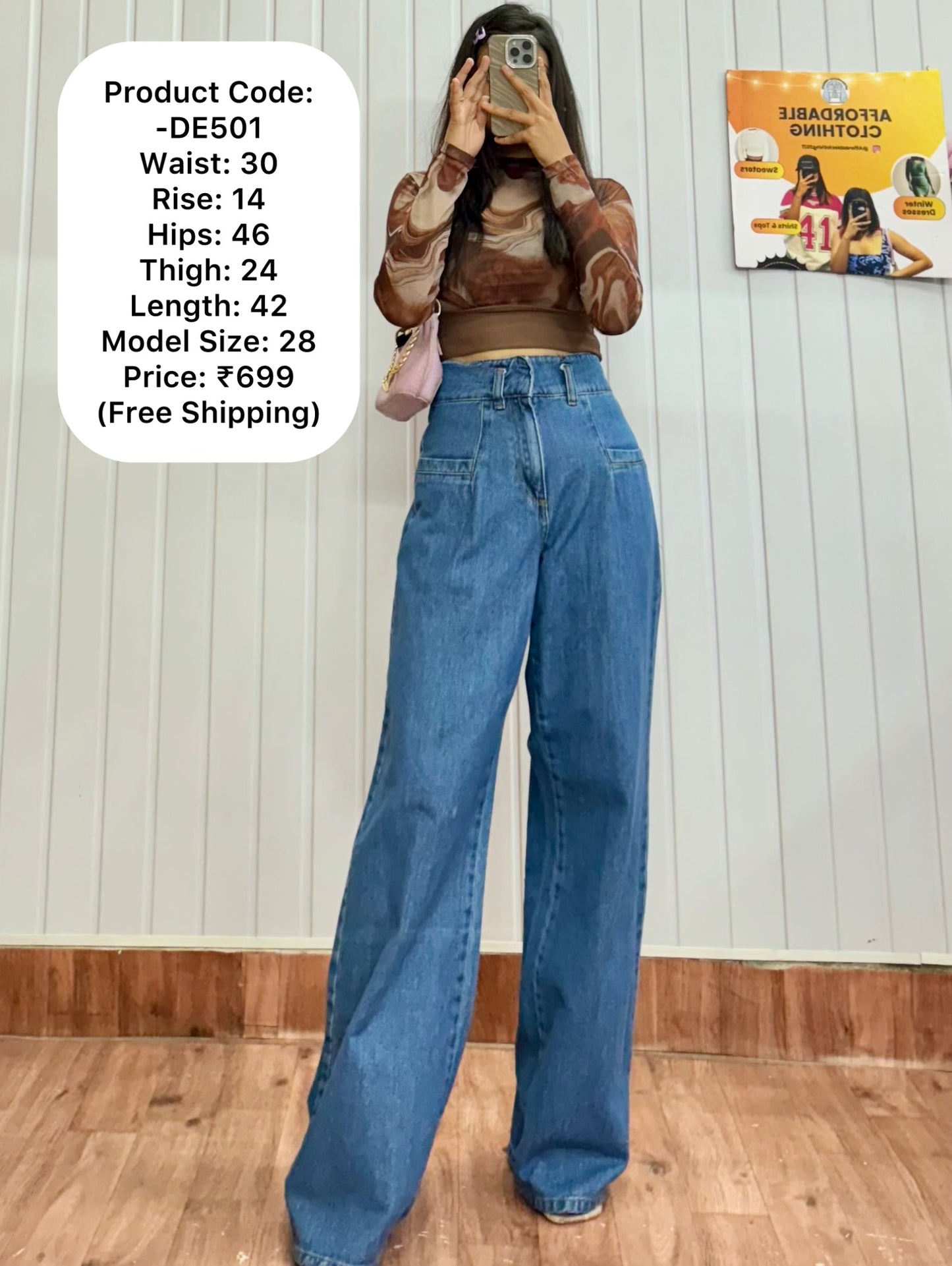 DE501-30 Wideleg Jeans