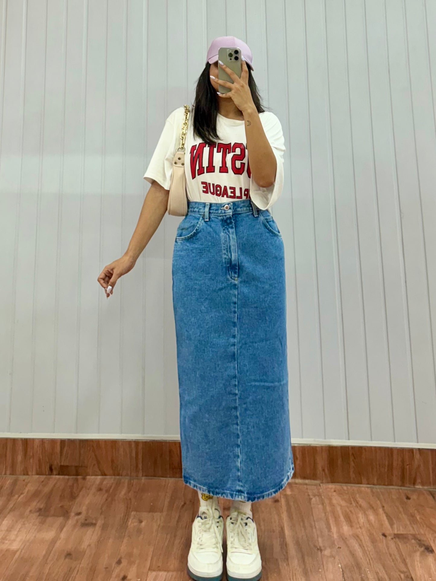 S68-26 Long Denim Skirt