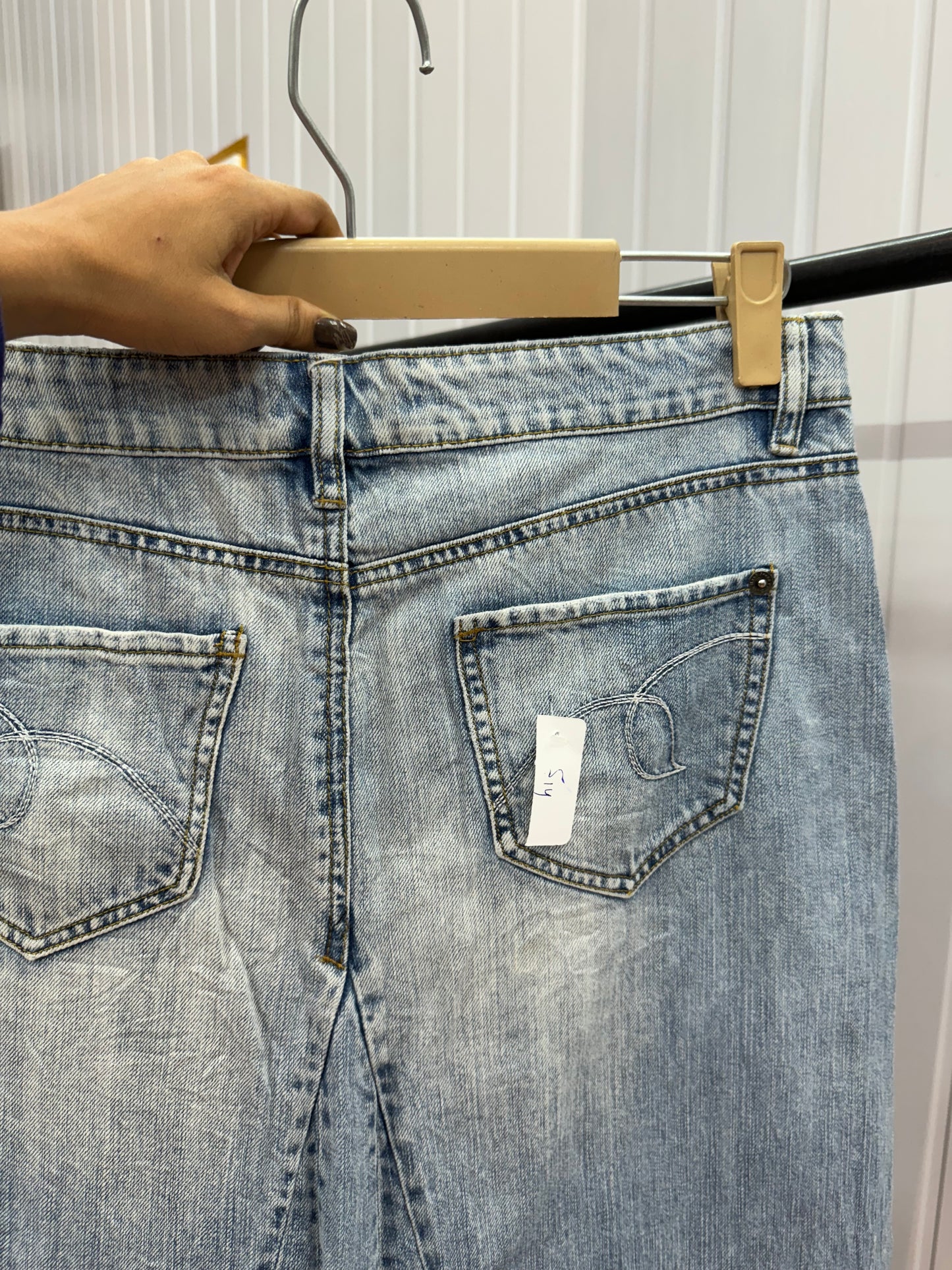 S16-30 Fishcut Denim Long Skirt