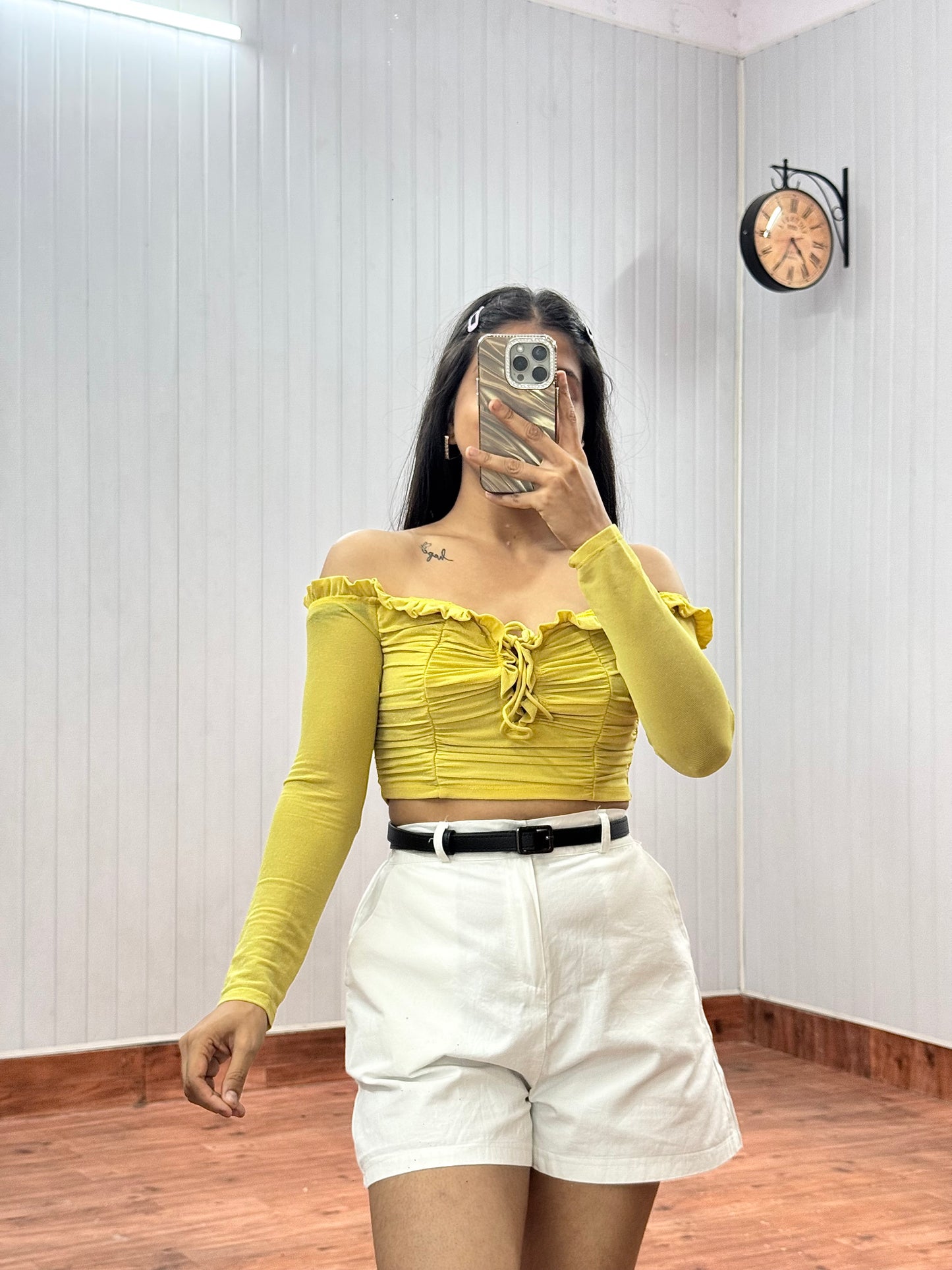 Yellow off shoulder top