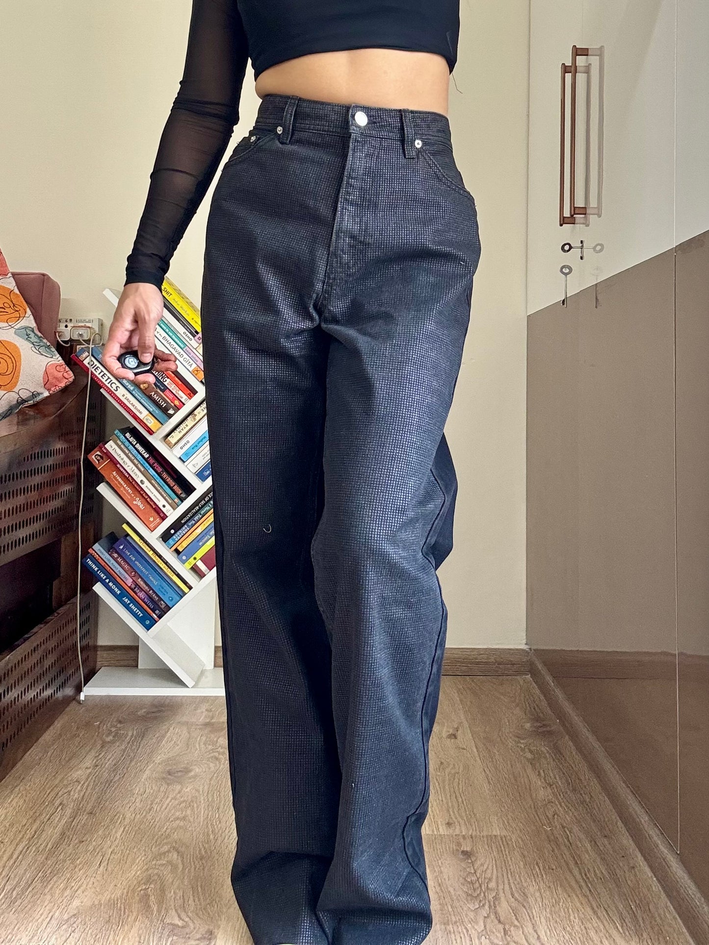 Black Rhinestone Denim