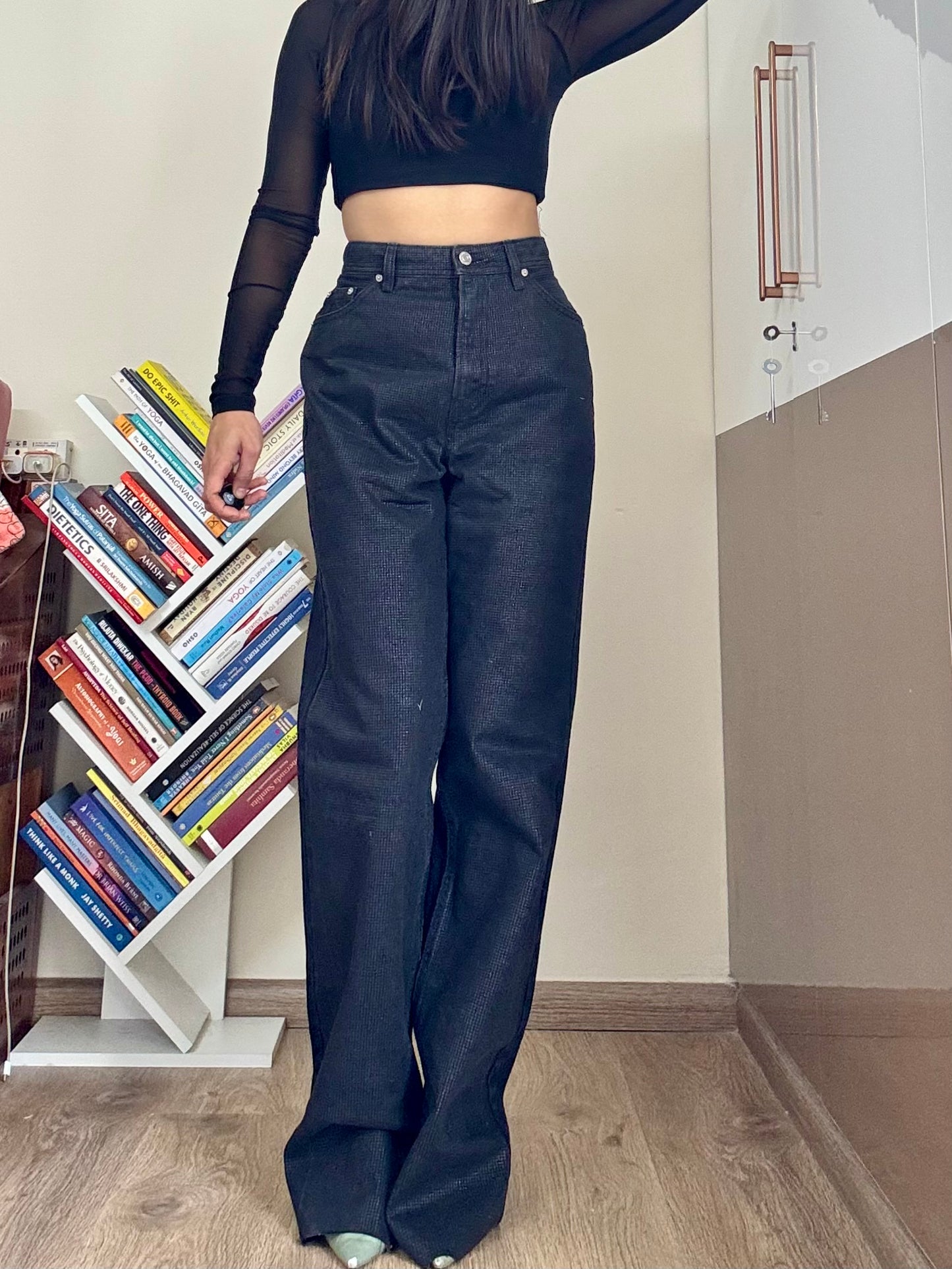 Black Rhinestone Denim