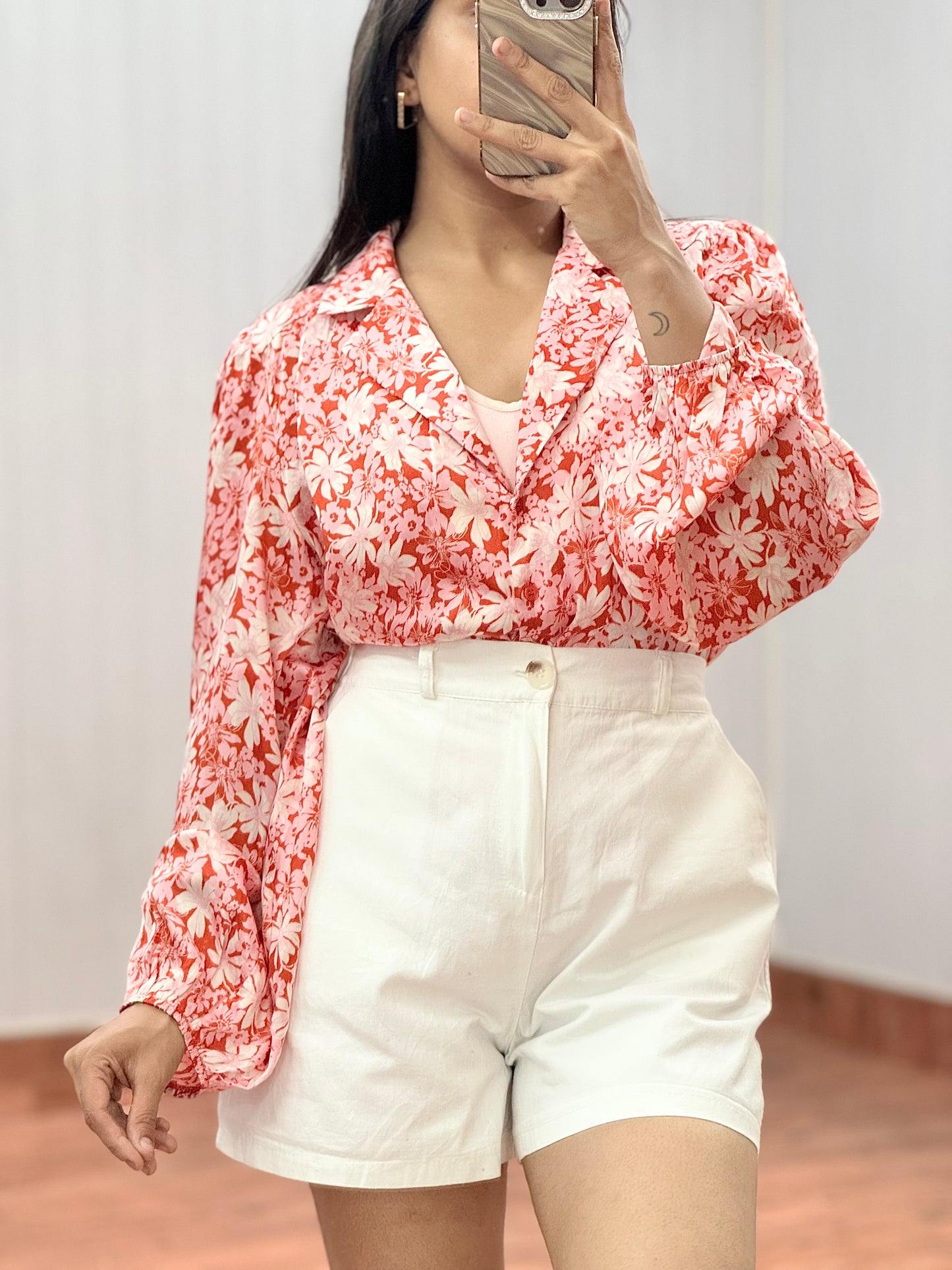 Front Knot Satin Shirt