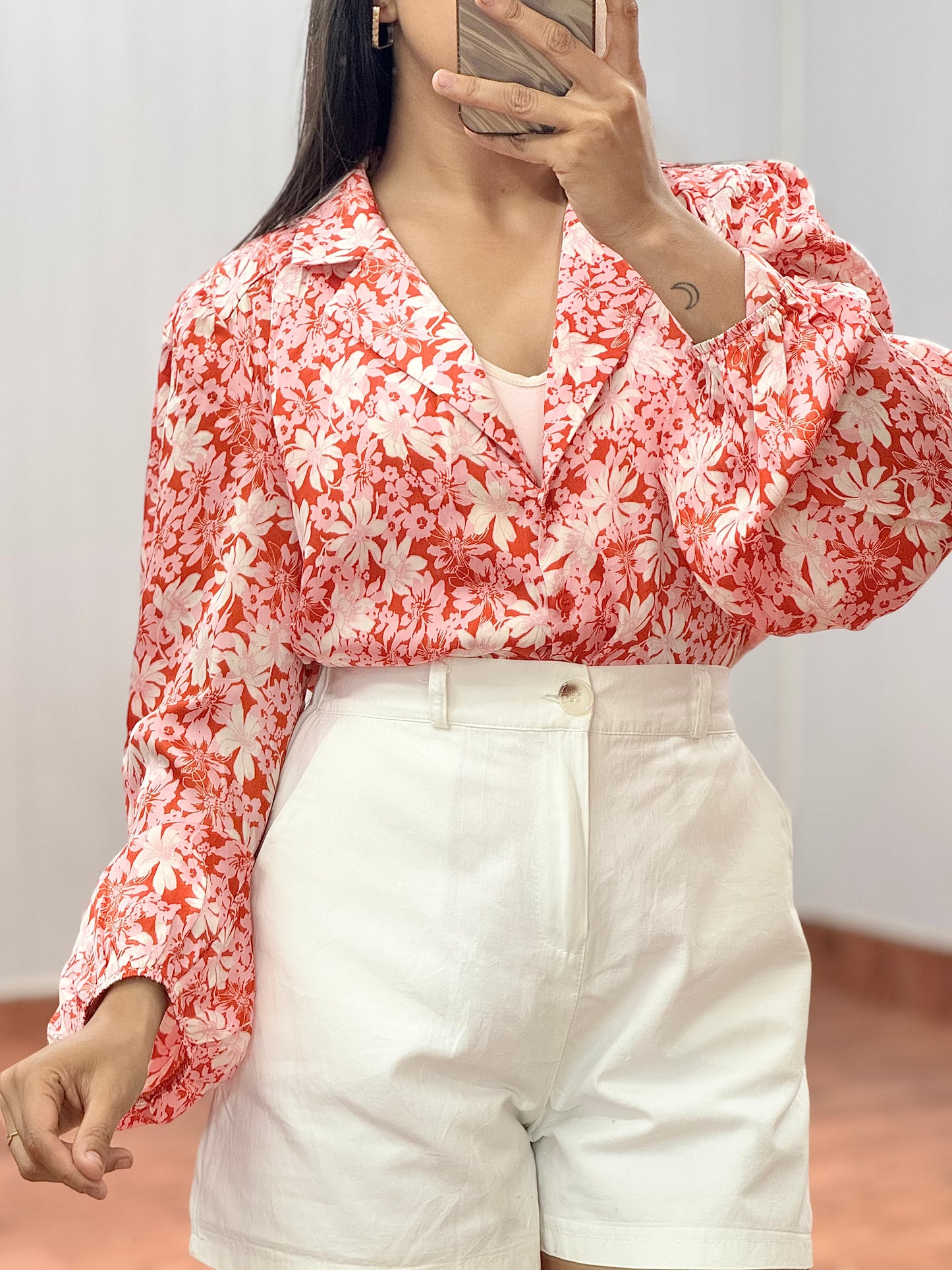 Front Knot Satin Shirt