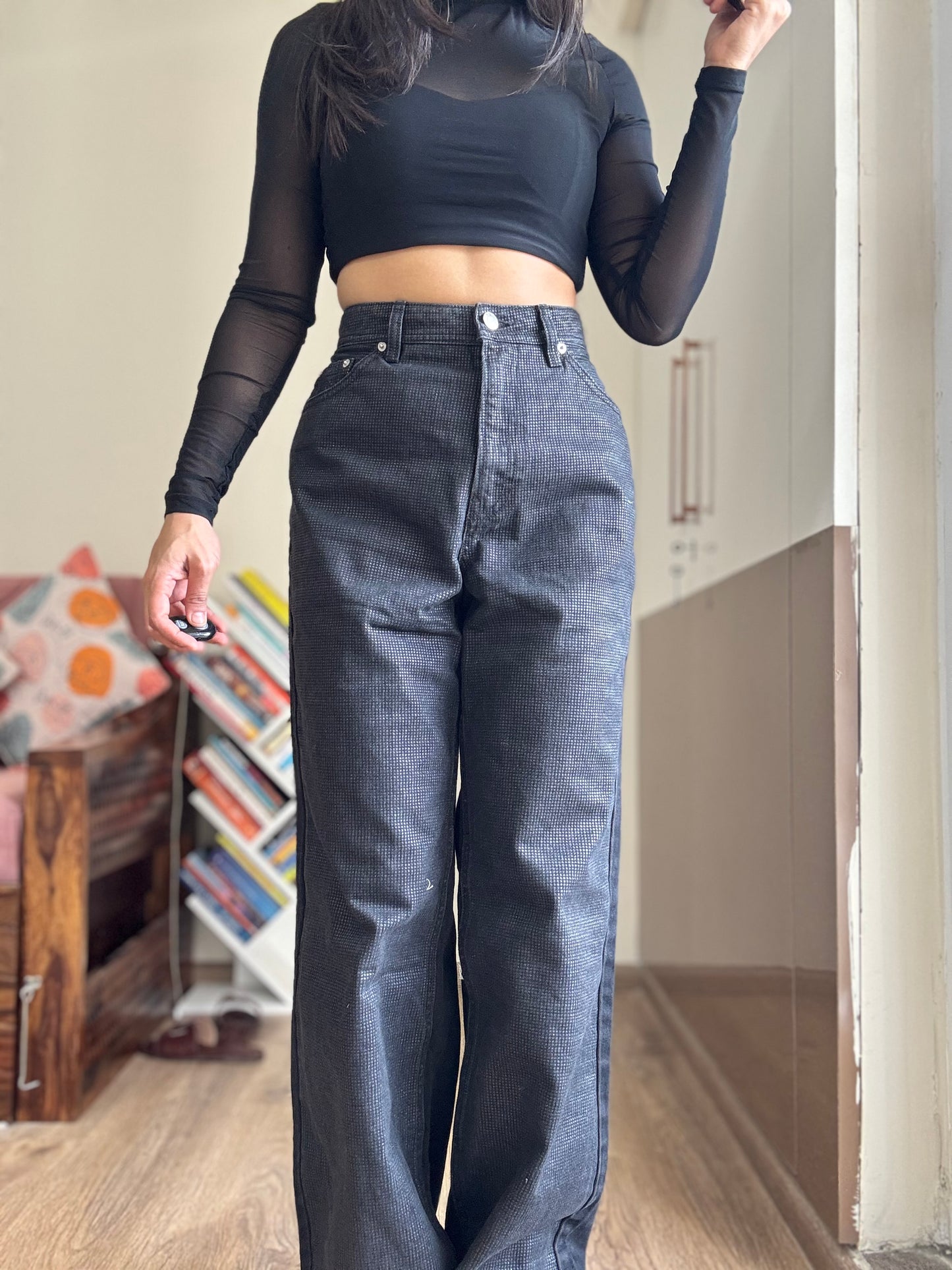 Black Rhinestone Denim