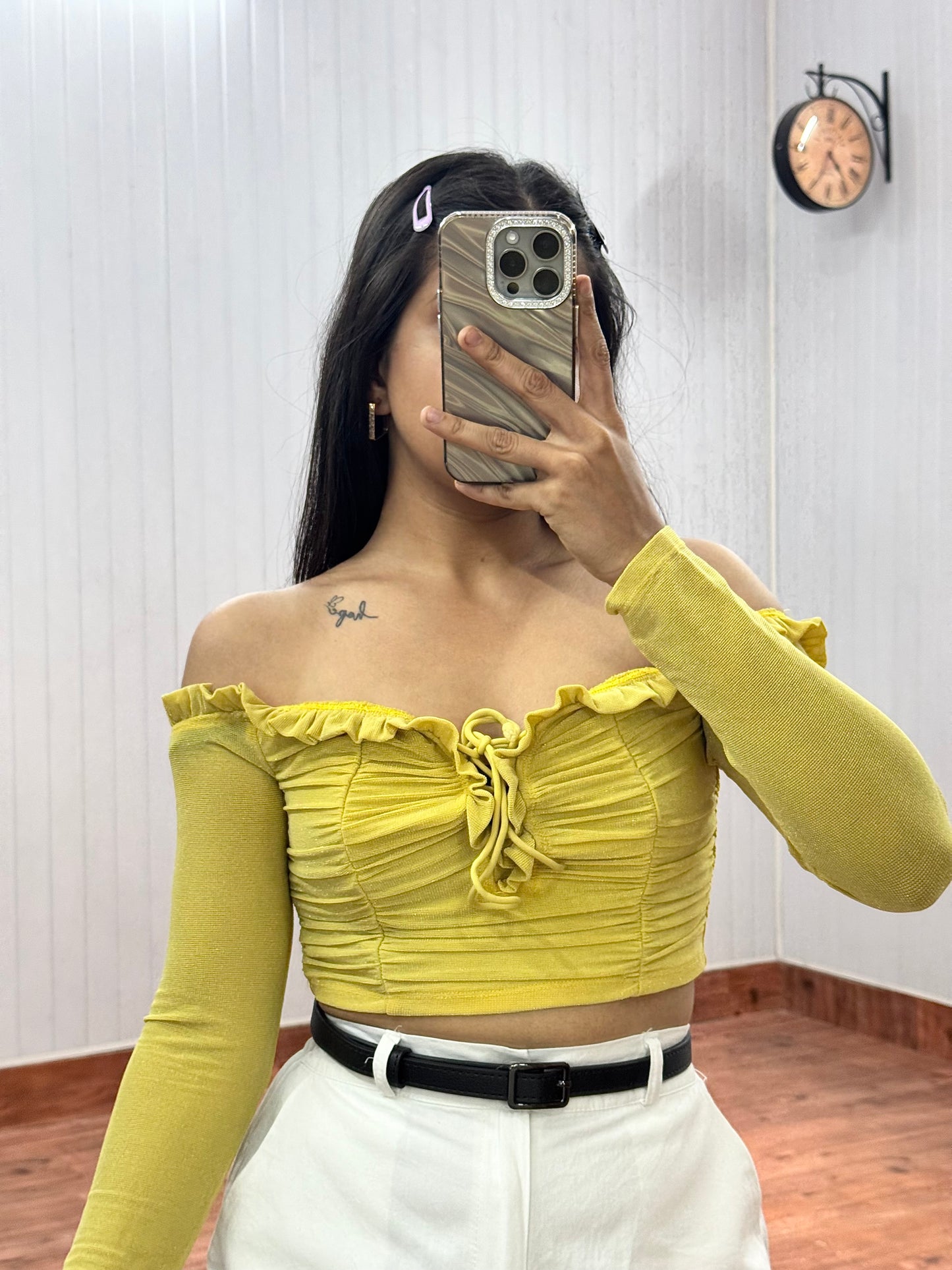 Yellow off shoulder top