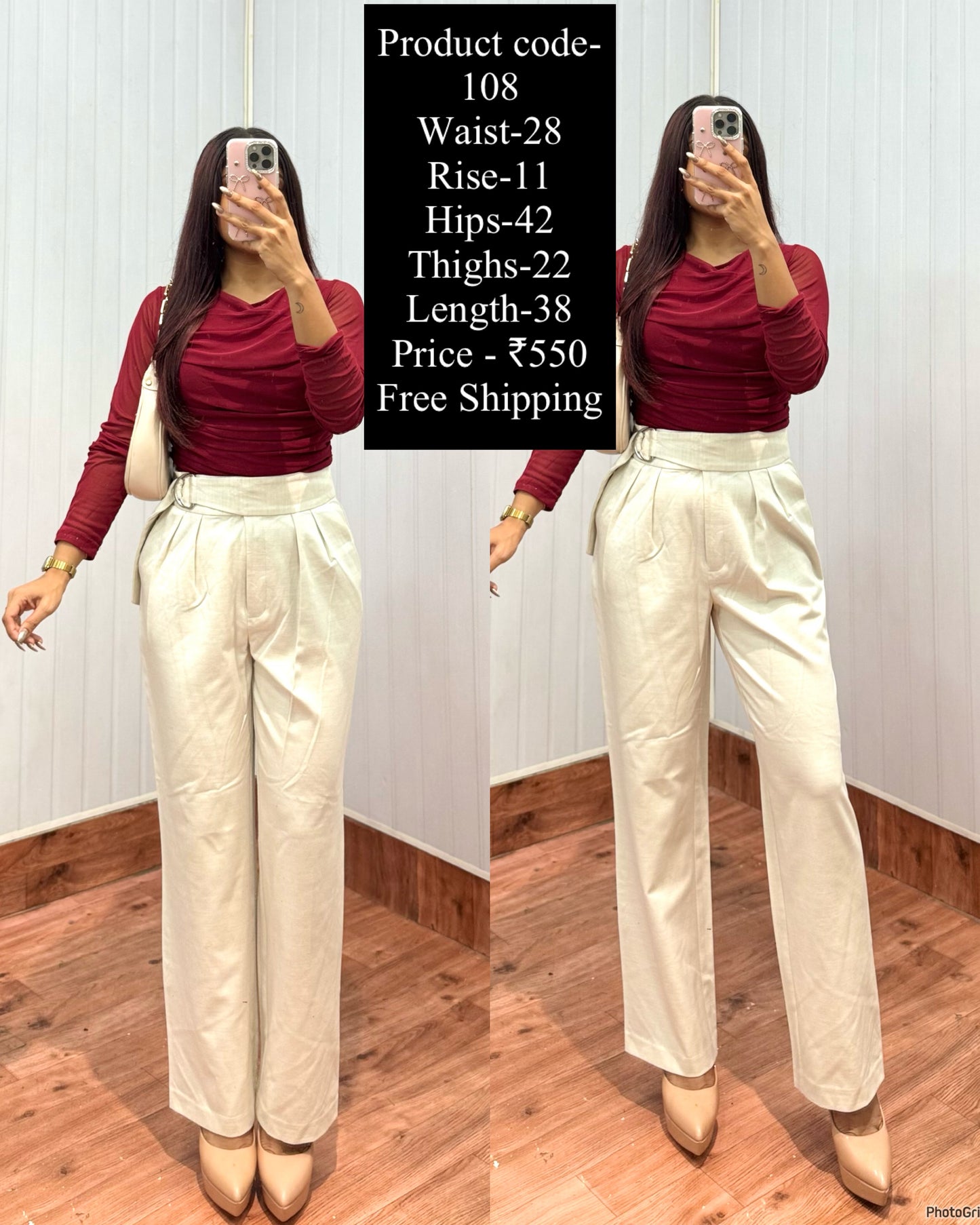 Code-108 Off White Trousers