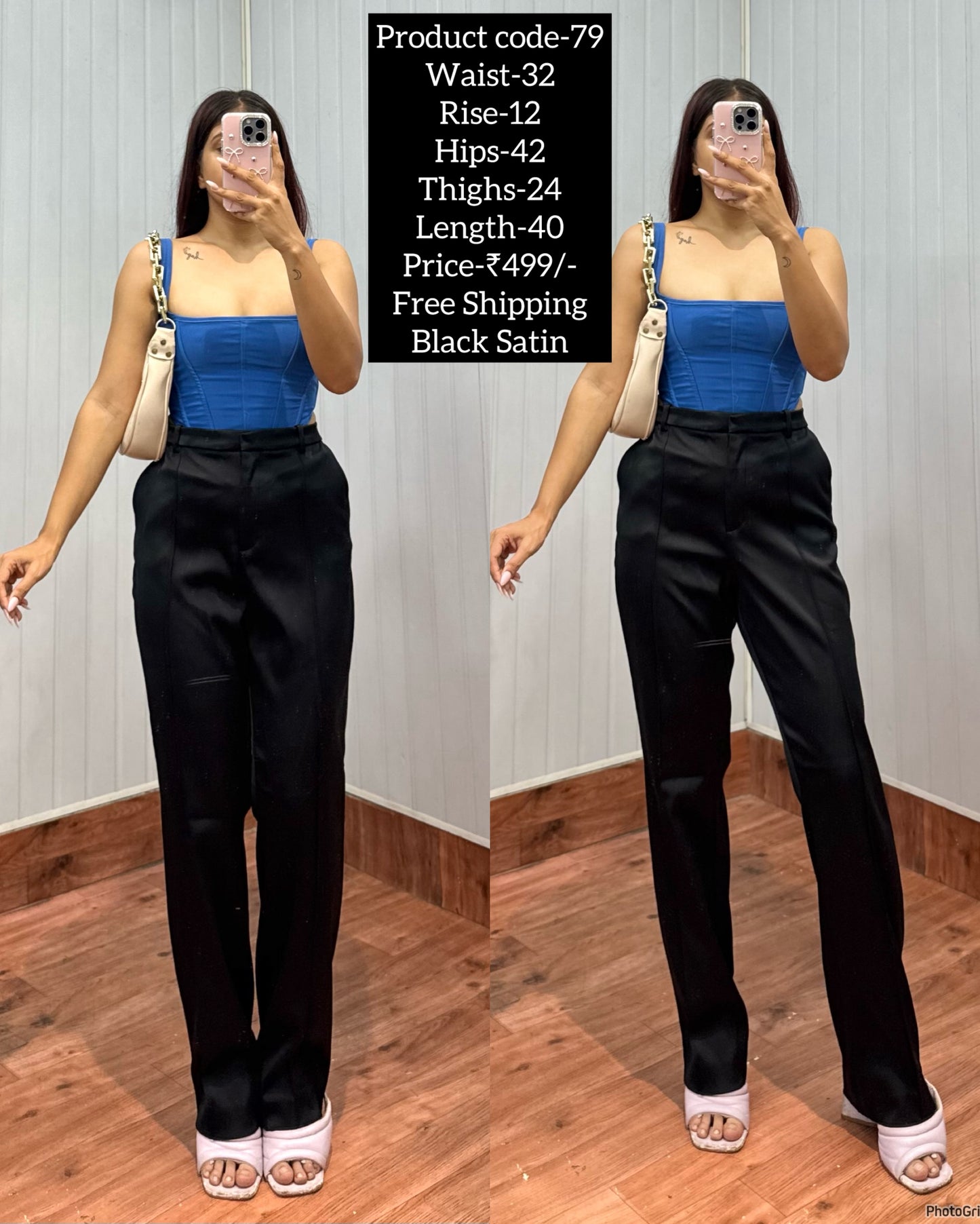 Code- 79 Black Satin Trousers