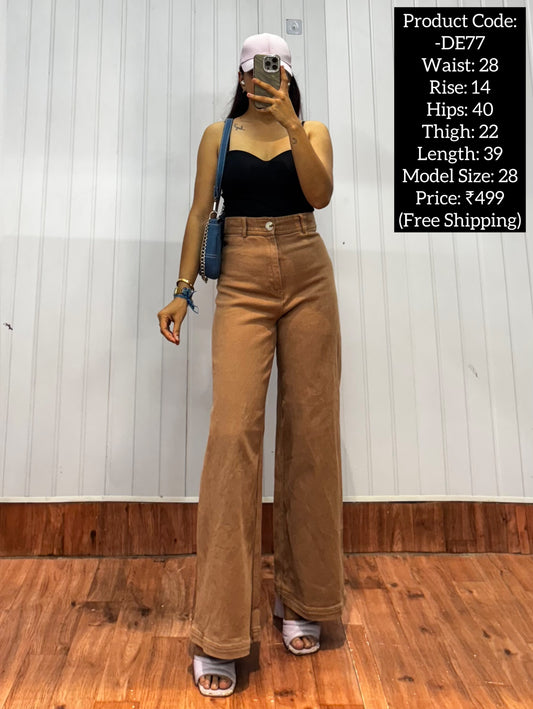 DE77-28 Brown Wideleg Jeans