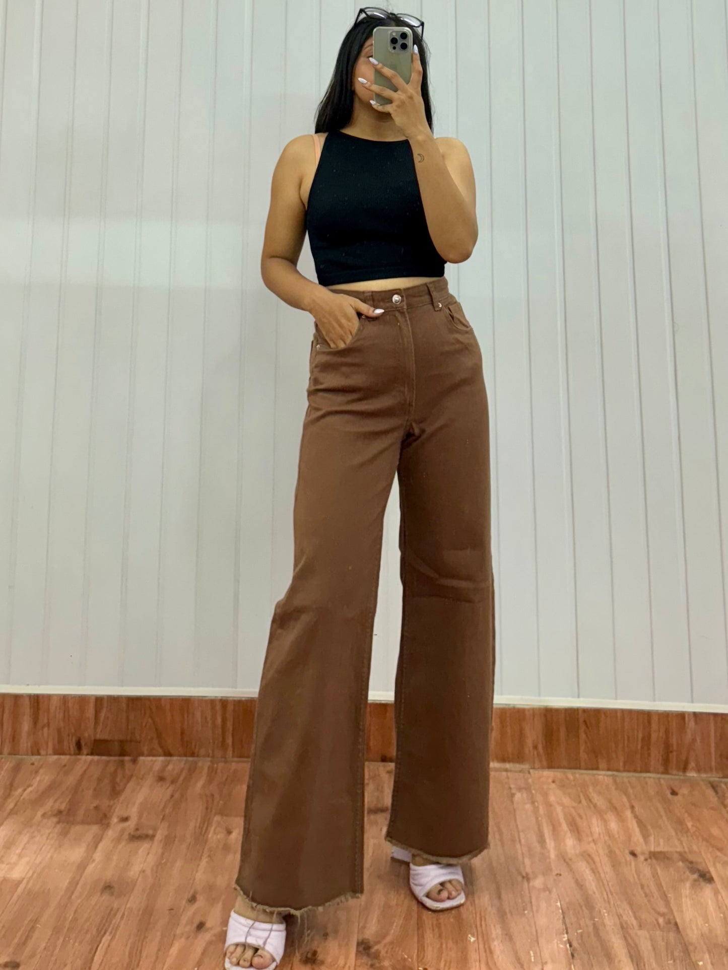 DE22-28 Brown Wideleg Jeans