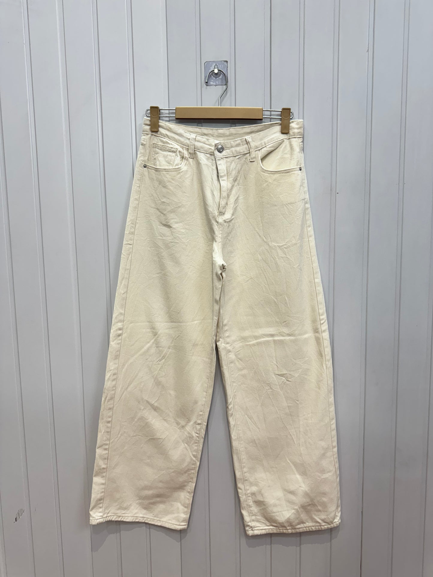 DE91-32 Cream Wideleg jeans