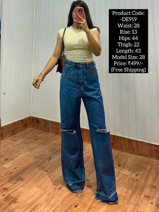 DE919-28 Korean cut-out Jeans