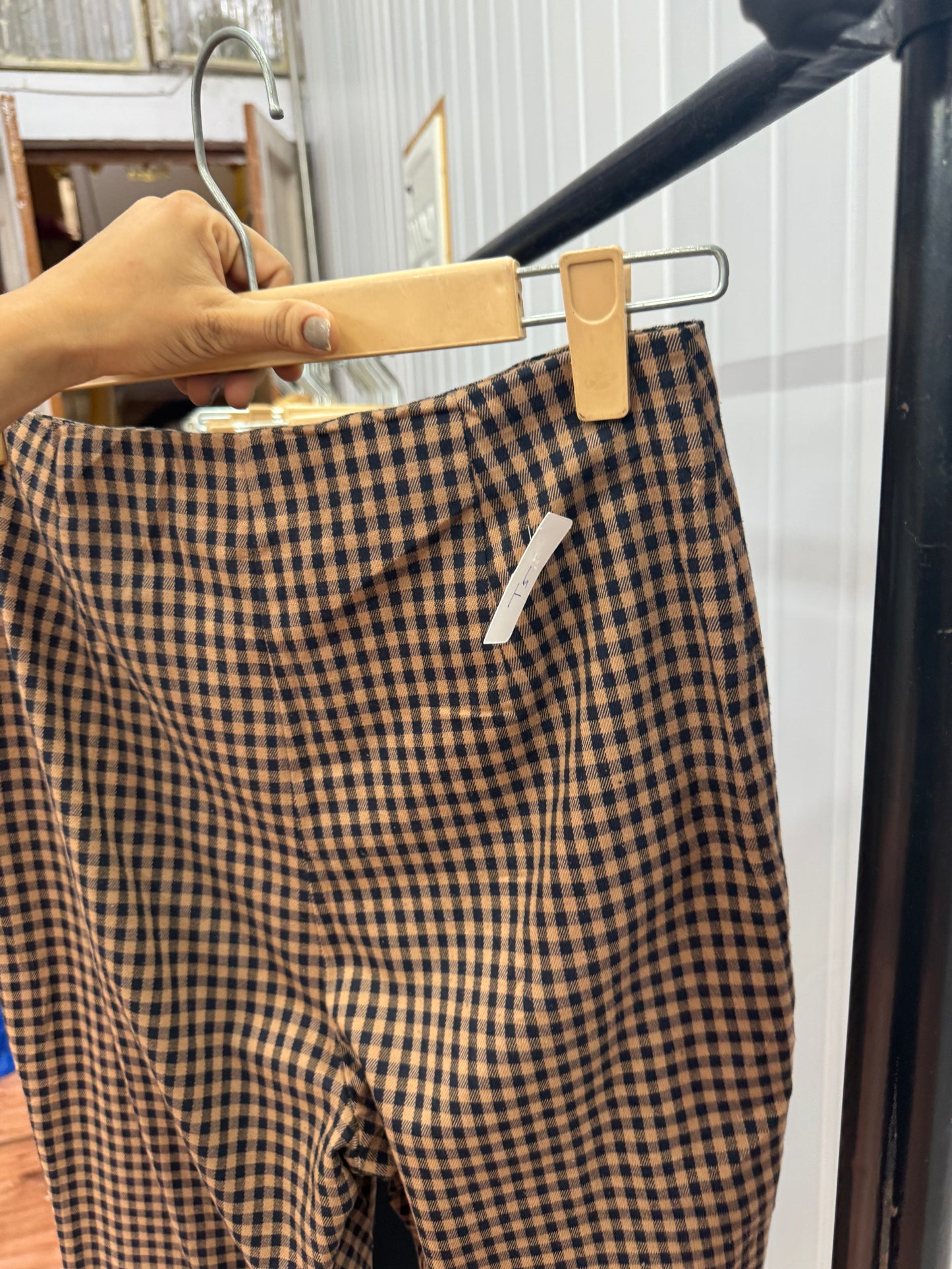 T05-28 Gingham Bootcut Trousers